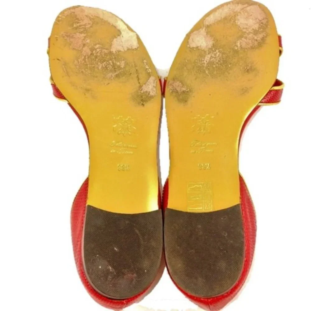 Hollywould Red D’orsay Flats Sandals Sz 38.5 8.5